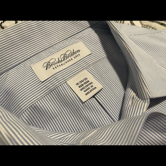 Brooks Brothers LS Shirt. Non-Iron White/Blue Bengal Stripe - Picture 1 of 2